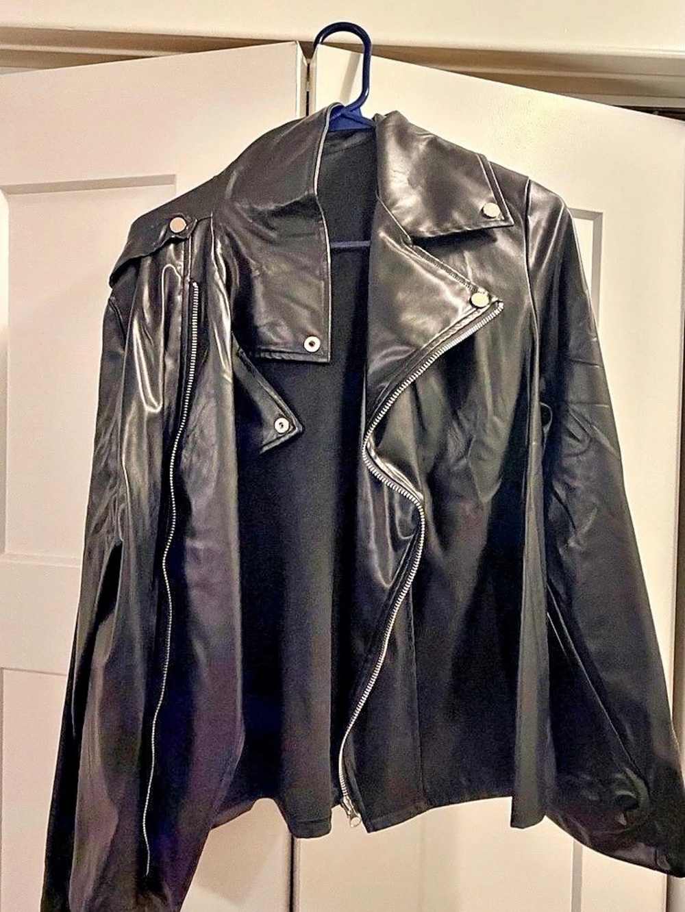 SHEIN Faux Leather Moto Jacket Women's Black Size XL